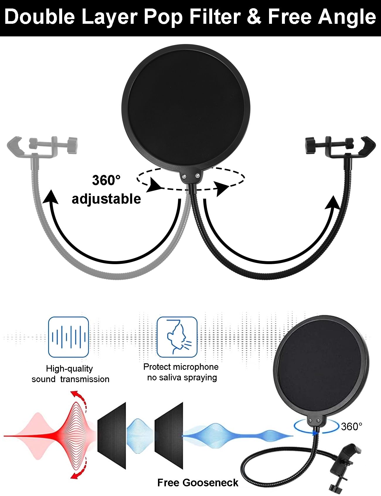 Mic Stand Floor Boom Arm for Blue Yeti, Nano, Snowball, HyperX QuadCast, Shure SM7B MV7, Fifine K688 and More Mic, Floor Microph